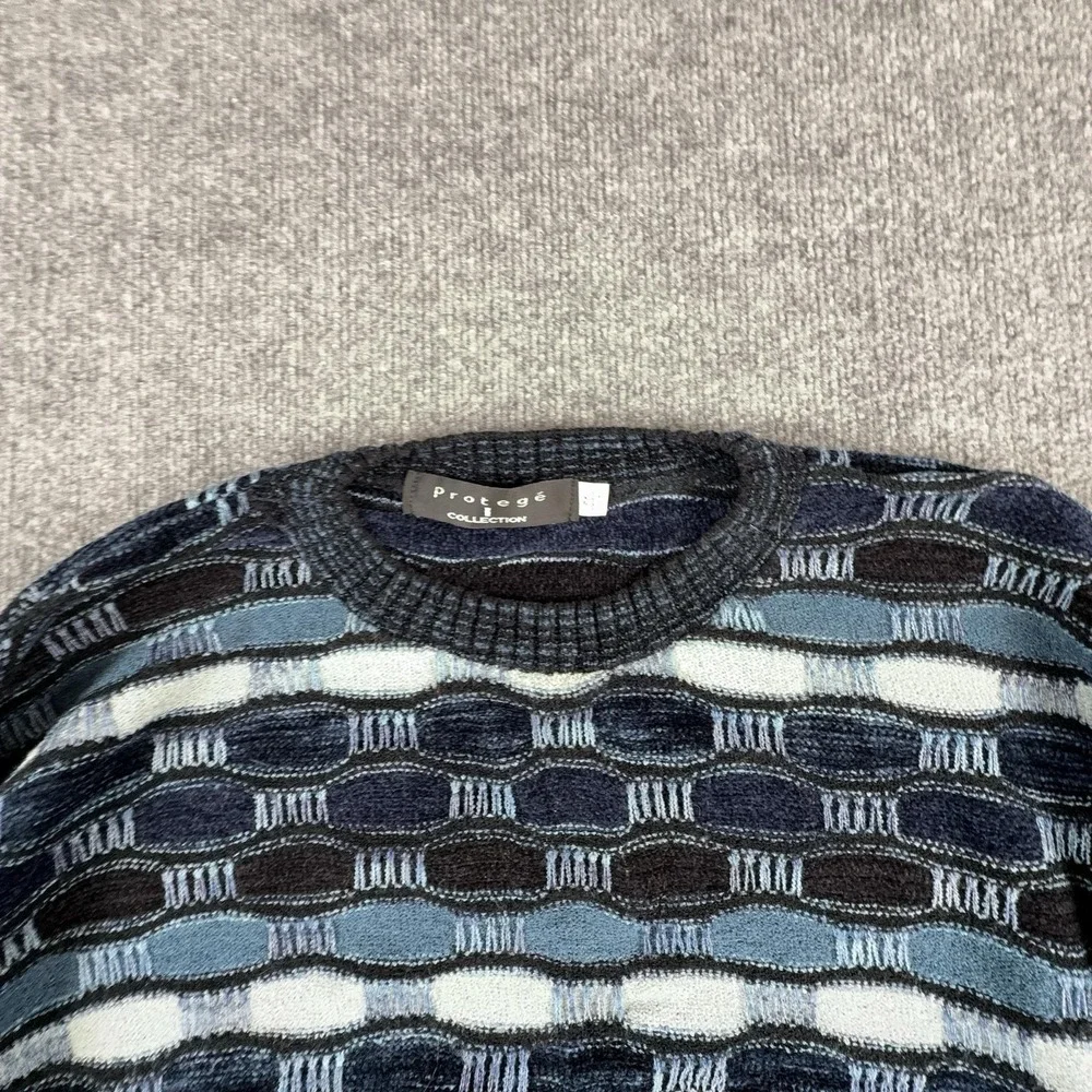 VTG Protege Collection Sweater Mens 2XL Blue Geometric Knit Crewneck USA